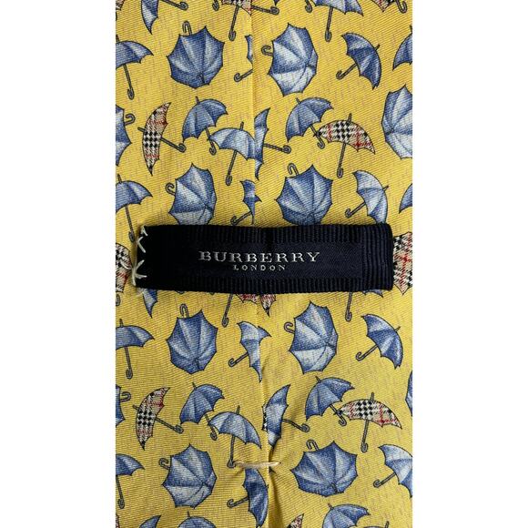5-20 BURBERRY Men's Tie Umbrellas Yellow/Blue 100% Silk - Picture 4 of 5